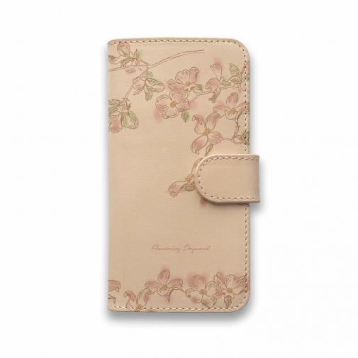 【手帳型】高級本革スマホケース ハナミズキ