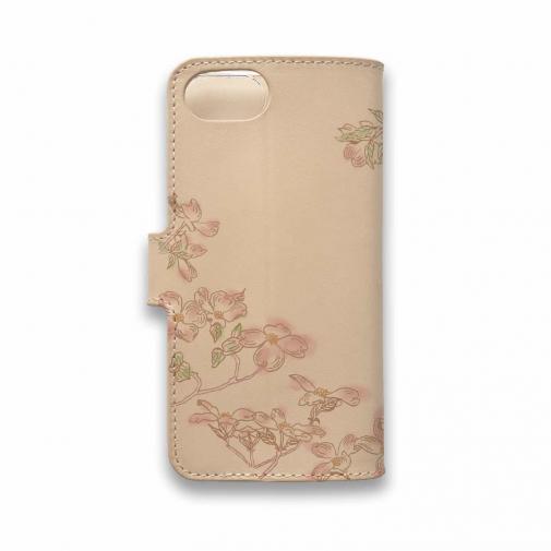 【手帳型】高級本革スマホケース ハナミズキ