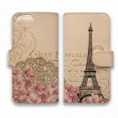 【手帳型】高級本革スマホケース ビンテージなエッフェル塔