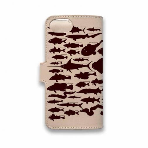 【手帳型】高級本革スマホケース ヌメ革 フィッシュネーム54