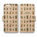 【手帳型】高級本革スマホケース サボテン