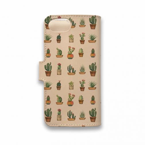【手帳型】高級本革スマホケース サボテン