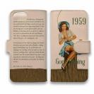 【手帳型】高級本革スマホケース ヌメ革 Gone Fishing ビンテージバージョン