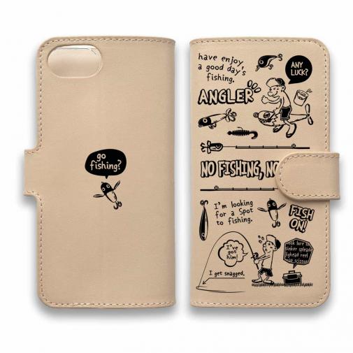 【手帳型】【釣りざんまい】本革 釣りに行きませんか?