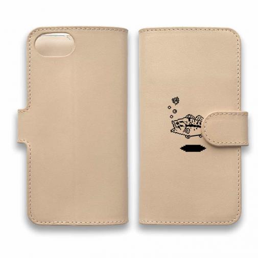 【手帳型】【釣りざんまい】本革 ポツンとブラックバス