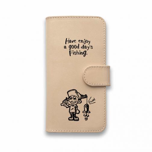 【手帳型】【釣りざんまい】本革  釣り好き少年がやってきた