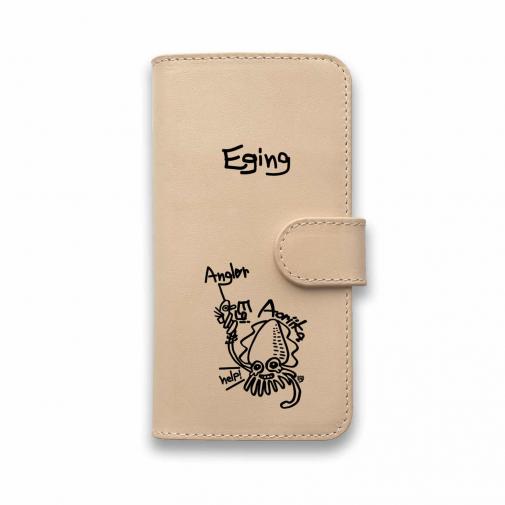 【手帳型】【釣りざんまい】本革 エギに釣られるアオリイカ_シンプル