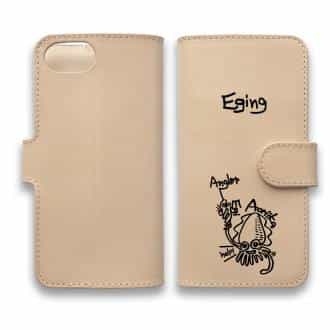 【手帳型】【釣りざんまい】本革 エギに釣られるアオリイカ_シンプル