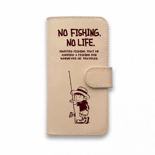 【手帳型】【釣りざんまい】本革 釣りに行きたい少年