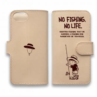 【手帳型】【釣りざんまい】本革 釣りに行きたい少年