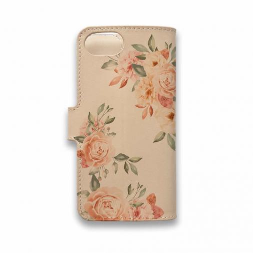 【手帳型】高級本革スマホケース ビンテージフローラル