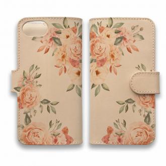 【手帳型】高級本革スマホケース ビンテージフローラル