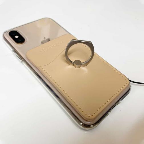 スマホリング＋カードホルダー　ベージュ