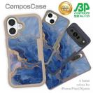 【Compos-Case】マーブル調【ゴールドラメ】 ブルー＆ゴールド