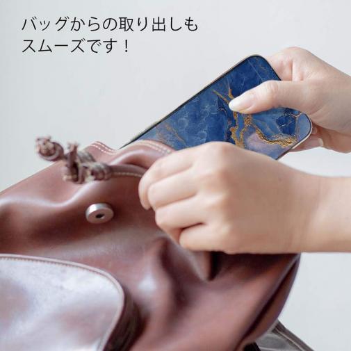 【TPU】マーブル調【ゴールドラメ】 ブルー＆ゴールド