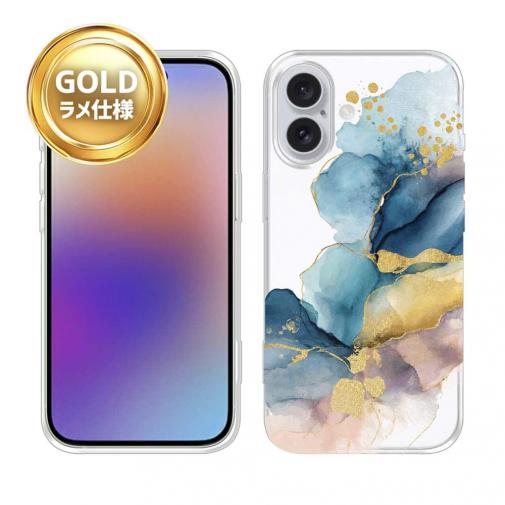 【TPU】北欧デザイン【ラメ】 ブルーマーブル No1