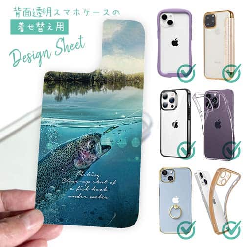 【デザインシート】クローズアップ!　水中でニジマスが掛かった瞬間!