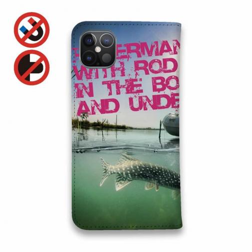 【手帳型ベルトなし】【Stick Case】Fisherman with rod in the boat