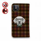 【手帳型ベルトなし】【Stick Case】かわいいレトリバー　チェック柄