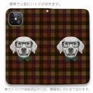 【手帳型ベルトなし】【Stick Case】かわいいレトリバー　チェック柄