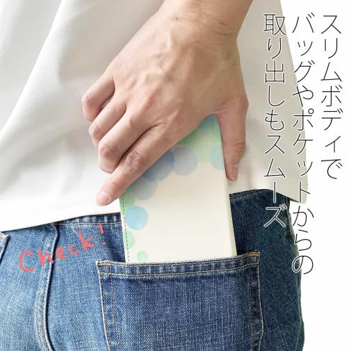 【手帳型ベルトなし】【Stick Case】水彩風の水玉　ブルー