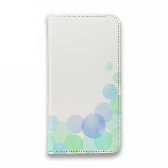 【手帳型ベルトなし】【Stick Case】水彩風の水玉　ブルー