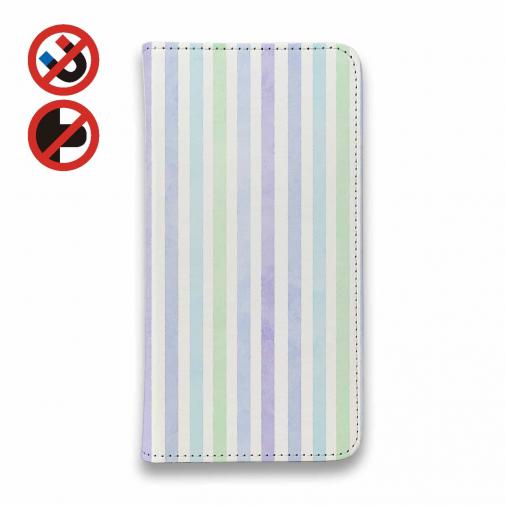 【手帳型ベルトなし】【Stick Case】ストライプ　ブルー