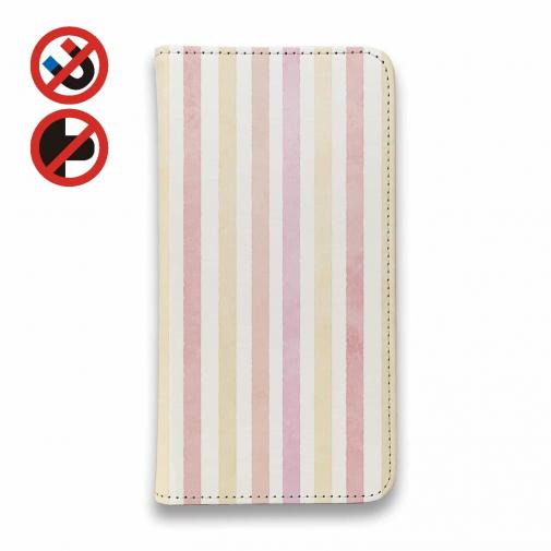 【手帳型ベルトなし】【Stick Case】ストライプ　ピンク