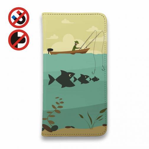 【手帳型ベルトなし】【Stick Case】Fishing on the boat　イラスト