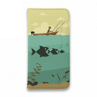 【手帳型ベルトなし】【Stick Case】Fishing on the boat　イラスト