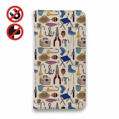 【手帳型ベルトなし】【Stick Case】包装紙で使って欲しい釣りデザイン!