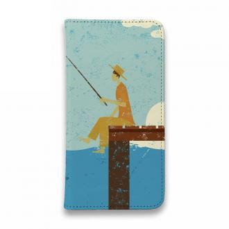 【手帳型ベルトなし】【Stick Case】ドックで釣りを楽しむ　ノーマル