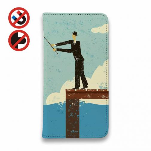 【手帳型ベルトなし】【Stick Case】ドックで釣りを楽しむ　紳士