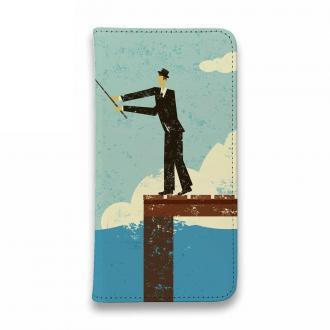 【手帳型ベルトなし】【Stick Case】ドックで釣りを楽しむ　紳士