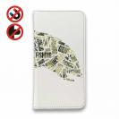 【手帳型ベルトなし】【Stick Case】新聞の切り抜き風　魚のイラスト