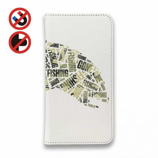 【手帳型ベルトなし】【Stick Case】新聞の切り抜き風　魚のイラスト