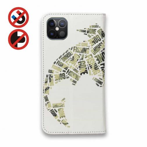 【手帳型ベルトなし】【Stick Case】新聞の切り抜き風　魚のイラスト