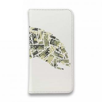 【手帳型ベルトなし】【Stick Case】新聞の切り抜き風　魚のイラスト