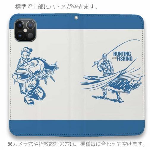 【手帳型ベルトなし】【Stick Case】釣り人のシルエット　サーモンフィッシング