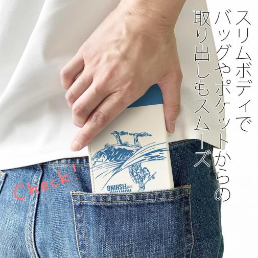 【手帳型ベルトなし】【Stick Case】釣り人のシルエット　サーモンフィッシング