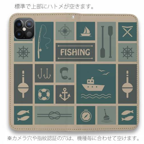 【手帳型ベルトなし】【Stick Case】マス状の釣りアイコン