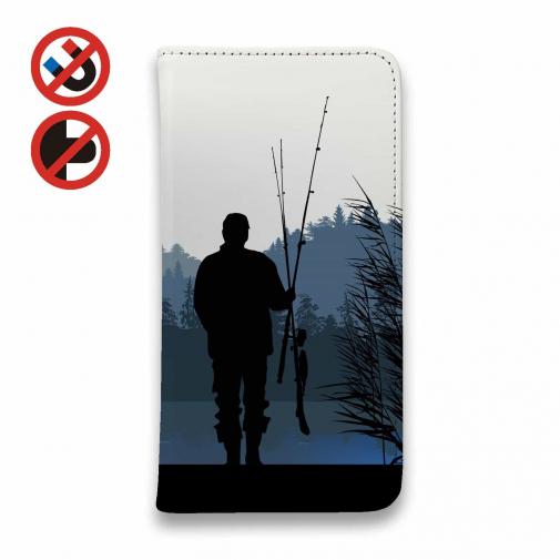【手帳型ベルトなし】【Stick Case】朝の釣り人の影