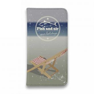 【手帳型ベルトなし】【Stick Case】Fish and air　夏の浜辺