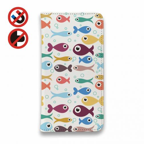 【手帳型ベルトなし】【Stick Case】可愛い魚のシームレスパターン