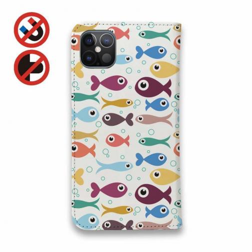 【手帳型ベルトなし】【Stick Case】可愛い魚のシームレスパターン