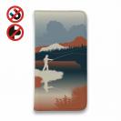 【手帳型ベルトなし】【Stick Case】川岸のフライフィッシャー　チャコール