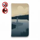 【手帳型ベルトなし】【Stick Case】川岸のフライフィッシャー　ブルー