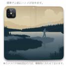 【手帳型ベルトなし】【Stick Case】川岸のフライフィッシャー　ブルー