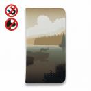 【手帳型ベルトなし】【Stick Case】川岸の鹿　チャコール