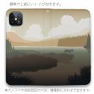 【手帳型ベルトなし】【Stick Case】川岸の鹿　チャコール